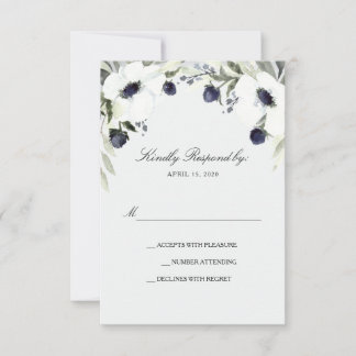 Watercolor Anemone Wedding Response Card