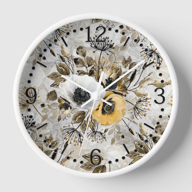 Watercolor anemones. Acrylic Wall Clock (Front)