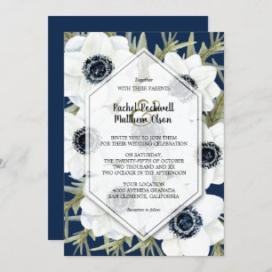 Watercolor Anemones Botanical Wedding Invitations