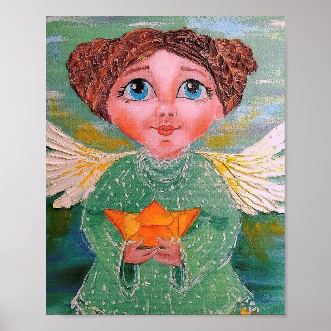 Watercolor Angel Art Print Painting Poster (Front)