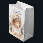 Watercolor Angel Birthday for Granddaughter Medium Gift Bag<br><div class="desc">Watercolor little angel girl with flowers on a white background for granddaughter's birthday.
Text is editable.</div>