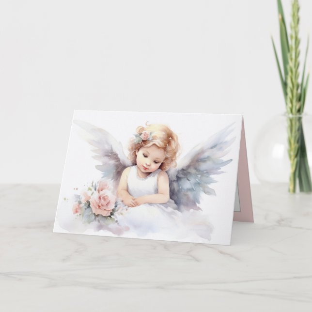 Watercolor Angel Girl  Card (Front)