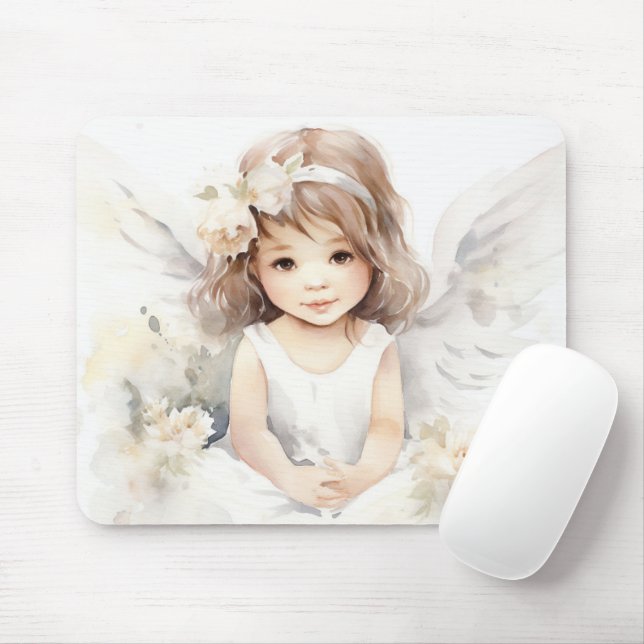 Watercolor Angel Girl  Mouse Pad (With Mouse)