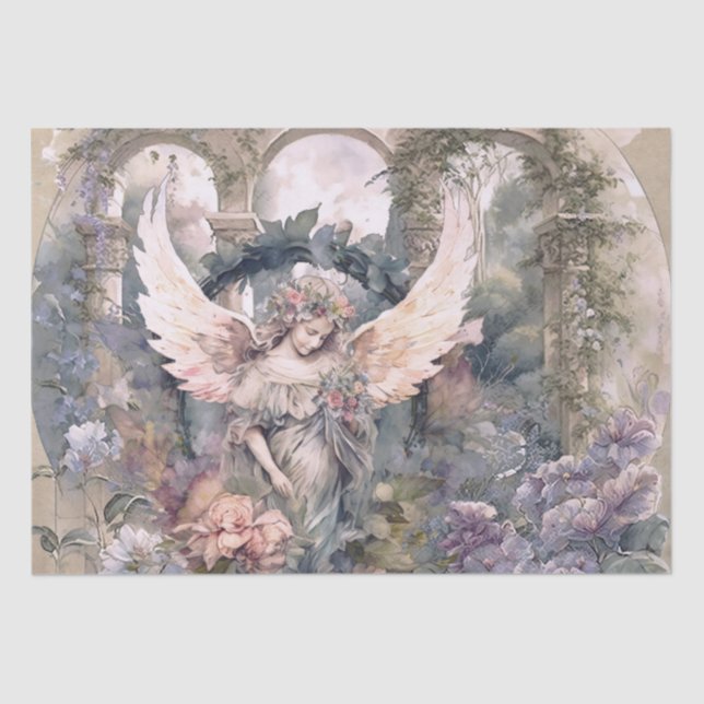 Watercolor Angel In Garden Tissue Paper (Front)