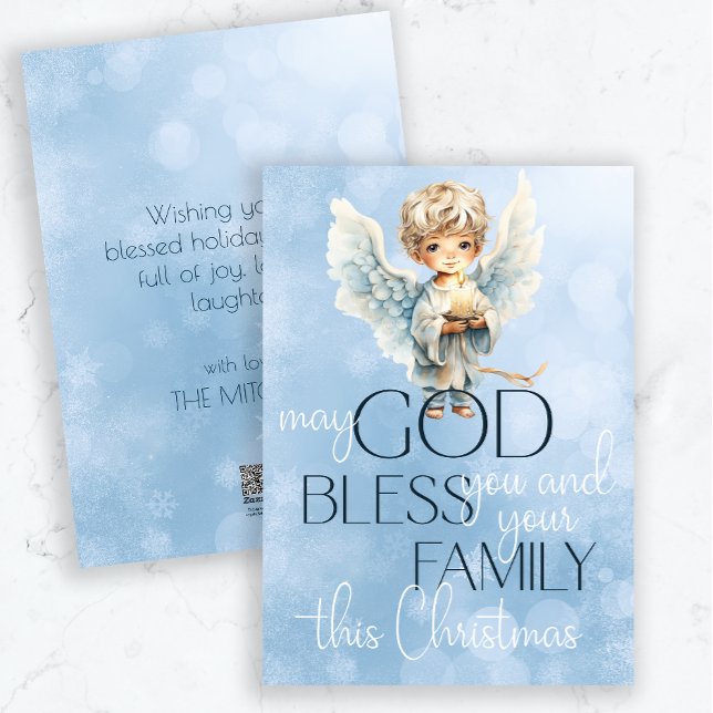 Watercolor Angel Non-Photo Religious Christmas Holiday Card (Creator Uploaded)