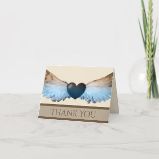 Watercolor Angel Wings & Heart Thank You Note Card