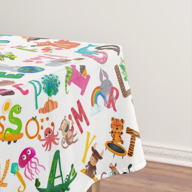 Watercolor Animal Alphabet Cute Tablecloth (In Situ)