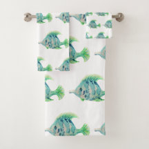 Watercolor Animal Art Blue Tropical Fish