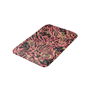 Watercolor Animal Safari Print Bath Mat