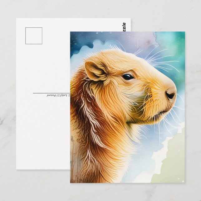 Watercolor Animals, Capybara, Postcrossing  Postcard (Front/Back)