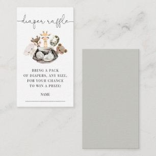 Watercolor Animals Faux Modern Gold Diaper Raffle Enclosure Card