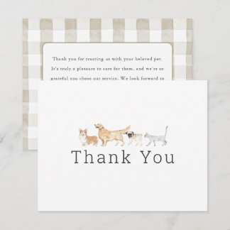 Watercolor Animals Pet Sitter Dog Walker Thank You Card