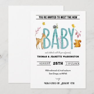 Watercolor animals - sip & see meet and greet invitation