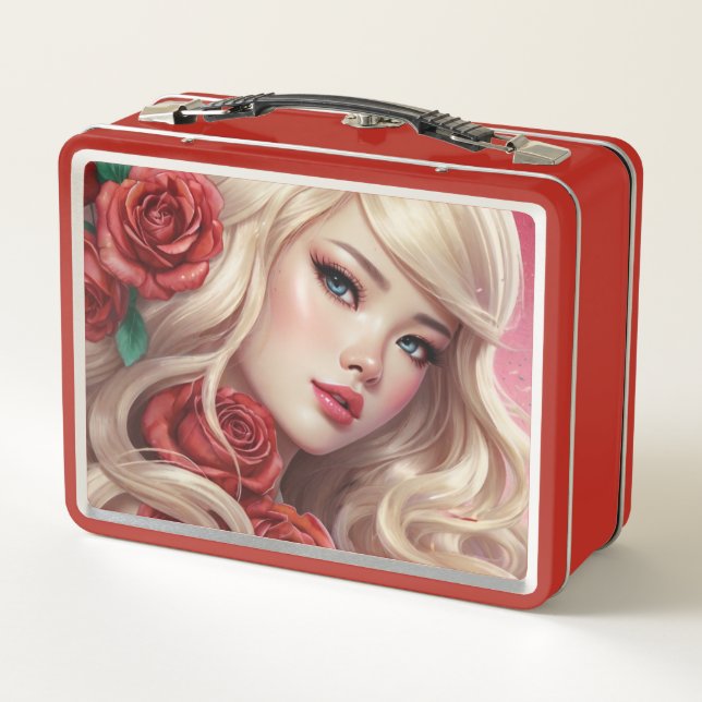 Watercolor Anime Metal Lunchbox (Back)