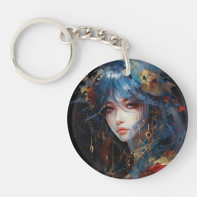 Watercolor Anime Princess Keychain (Front)