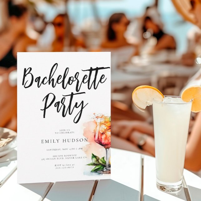 Watercolor Aperol Spritz Bachelorette Party Invitation (Creator Uploaded)