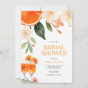 Watercolor Aperol Spritz Bridal Shower Invitation