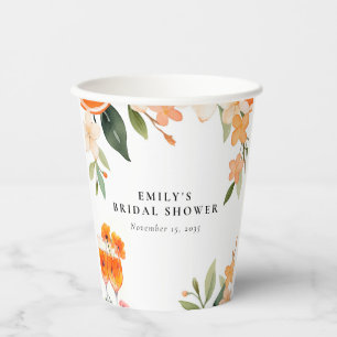 Watercolor Aperol Spritz Bridal Shower Paper Cups