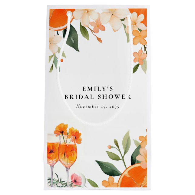 Watercolor Aperol Spritz Bridal Shower Small Gift Bag (Front)