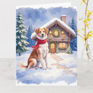 Watercolor Appenzeller Sennenhund Alpine Chalet Card