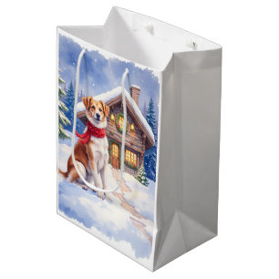 Watercolor Appenzeller Sennenhund Alpine Chalet Medium Gift Bag