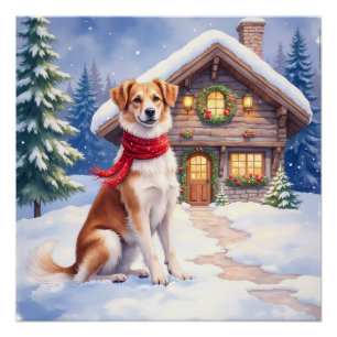 Watercolor Appenzeller Sennenhund Alpine Chalet Poster