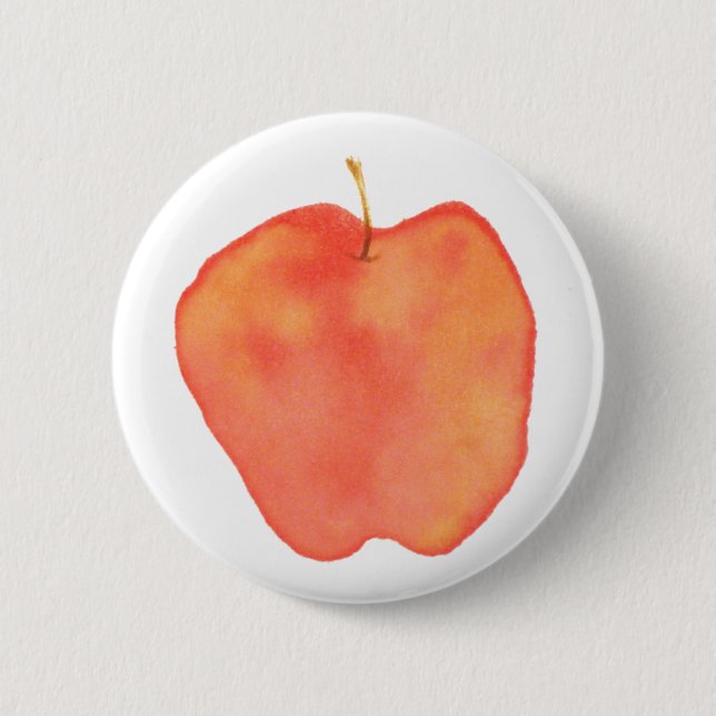 Watercolor Apple 2 Inch Round Button (Front)