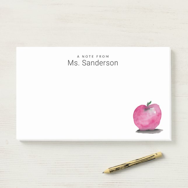 Watercolor apple A Note from Custom Teacher Name (On Desk)