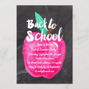 Watercolor apple black chalkboard Back to school Invitation