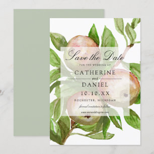 Watercolor apple branch save the date card