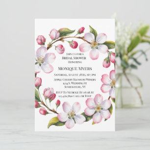 Watercolor Apple Cherry Blossom Bridal Shower Invitation