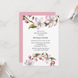 Watercolor Apple Cherry Blossom Brunch & Bubbly Invitation