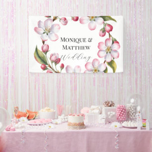 Watercolor Apple Cherry Blossom Wedding Banner