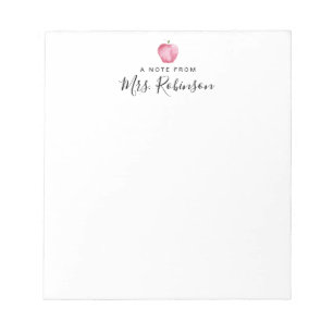Watercolor Apple Note From Teacher Back to School 