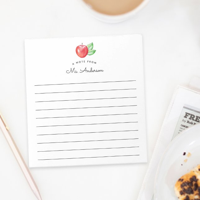 Watercolor Apple Note from Teacher Lined Notepad (Creator Uploaded)