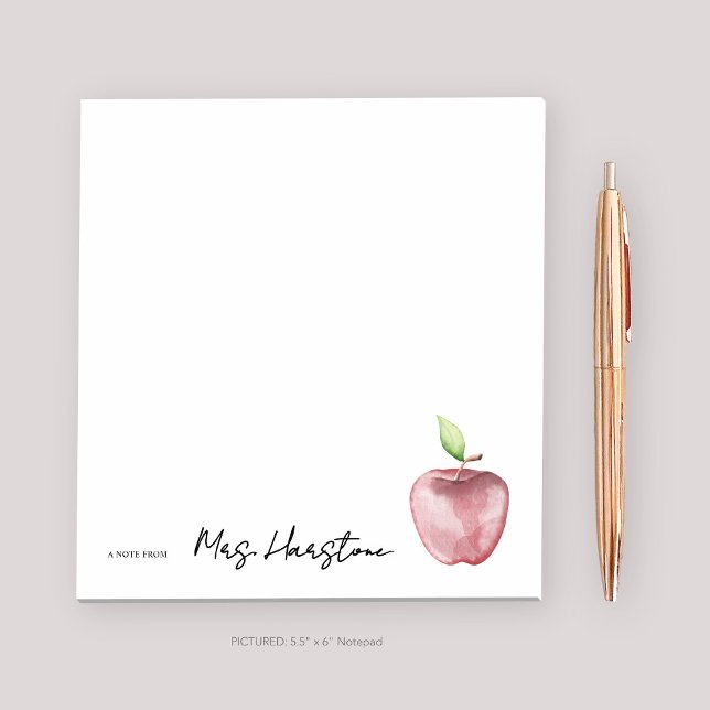 Watercolor Apple Note From Teacher Notepad (Creator Uploaded)