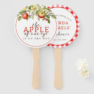 Watercolor Apple of Our Eye Fall Baby Shower Hand Fan