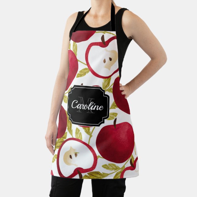 Watercolor Apple Pattern Apron (Insitu)