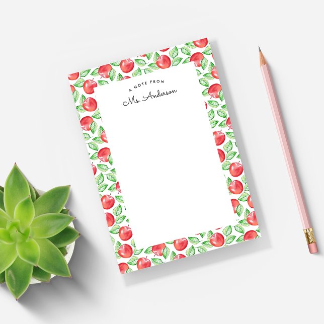 Watercolor Apple Pattern | Personalized Post-it Notes (Creator Uploaded)