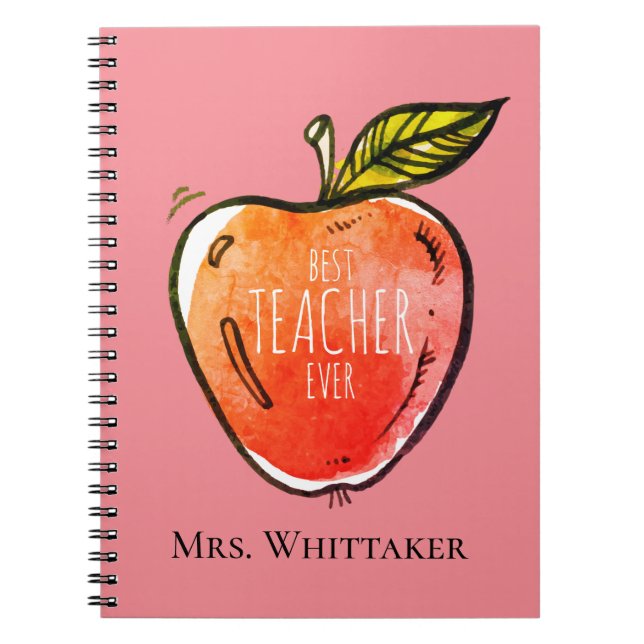 Watercolor Apple Personalized Teacher Notebook (Front)