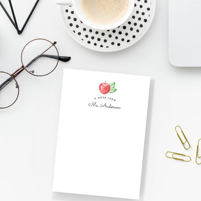 Watercolor Apple | Personalized Teacher Post-it Notes (Creator Uploaded)