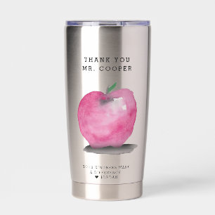 Watercolor Apple Personalized Teacher Thank you  Insulated Tumbler