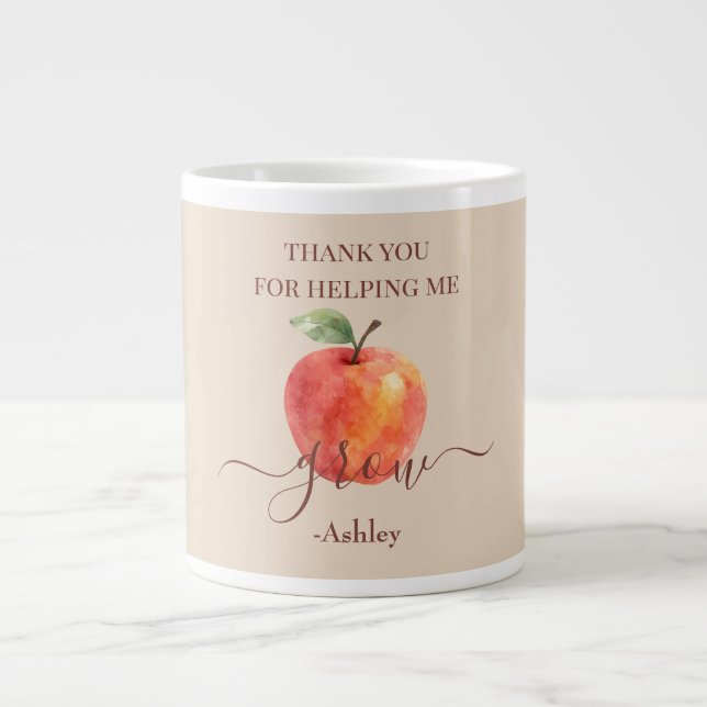 Watercolor Apple Teacher – Thank You Gift  Large Coffee Mug (Front)