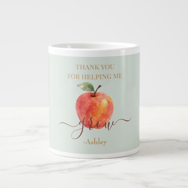 Watercolor Apple Teacher – Thank You Gift  Large Coffee Mug (Front)