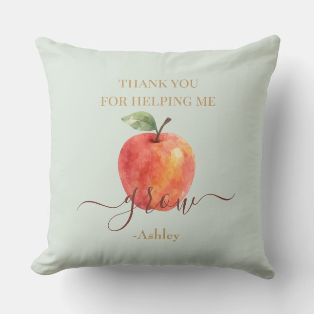 Watercolor Apple Teacher – Thank You Gift  Throw Pillow (Front)