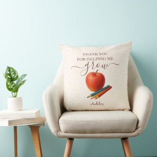 Watercolor Apple Teacher – Thank You Gift  Throw Pillow