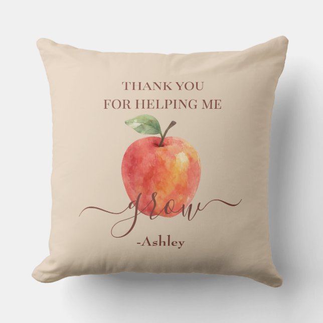 Watercolor Apple Teacher – Thank You Gift  Throw Pillow (Front)