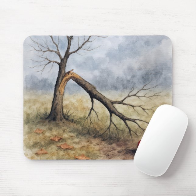 Watercolor Apple Tree With Red Apple Mouse Pad (With Mouse)