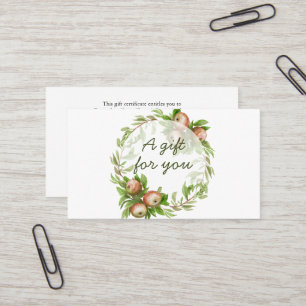 Watercolor apple wreath gift certificate