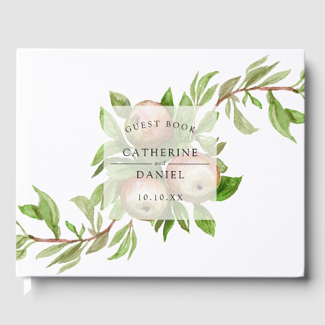 watercolor apples wedding guest book (Front)